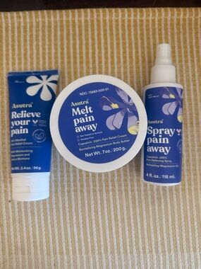 Asutra Pain Relief set - Melt Pain Away, Relieve Your Pain and Spray Pain Away
